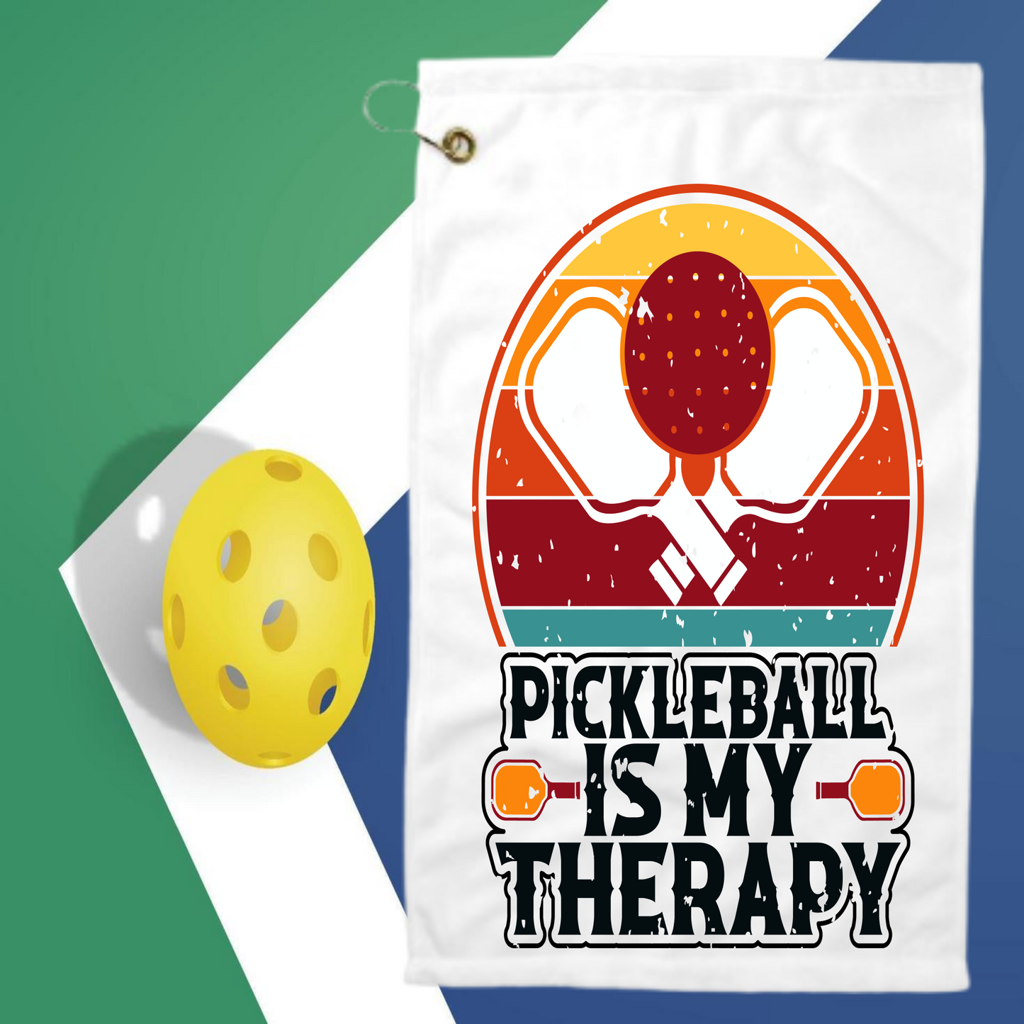 Pickleball Is My Therapy - Pickleball Towel with clip
