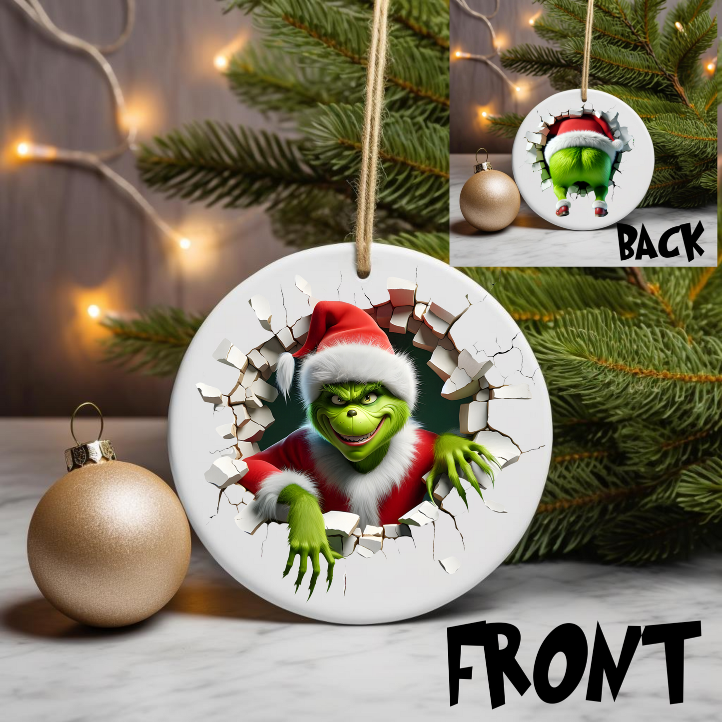 Grinch Busting Out Christmas Ornament