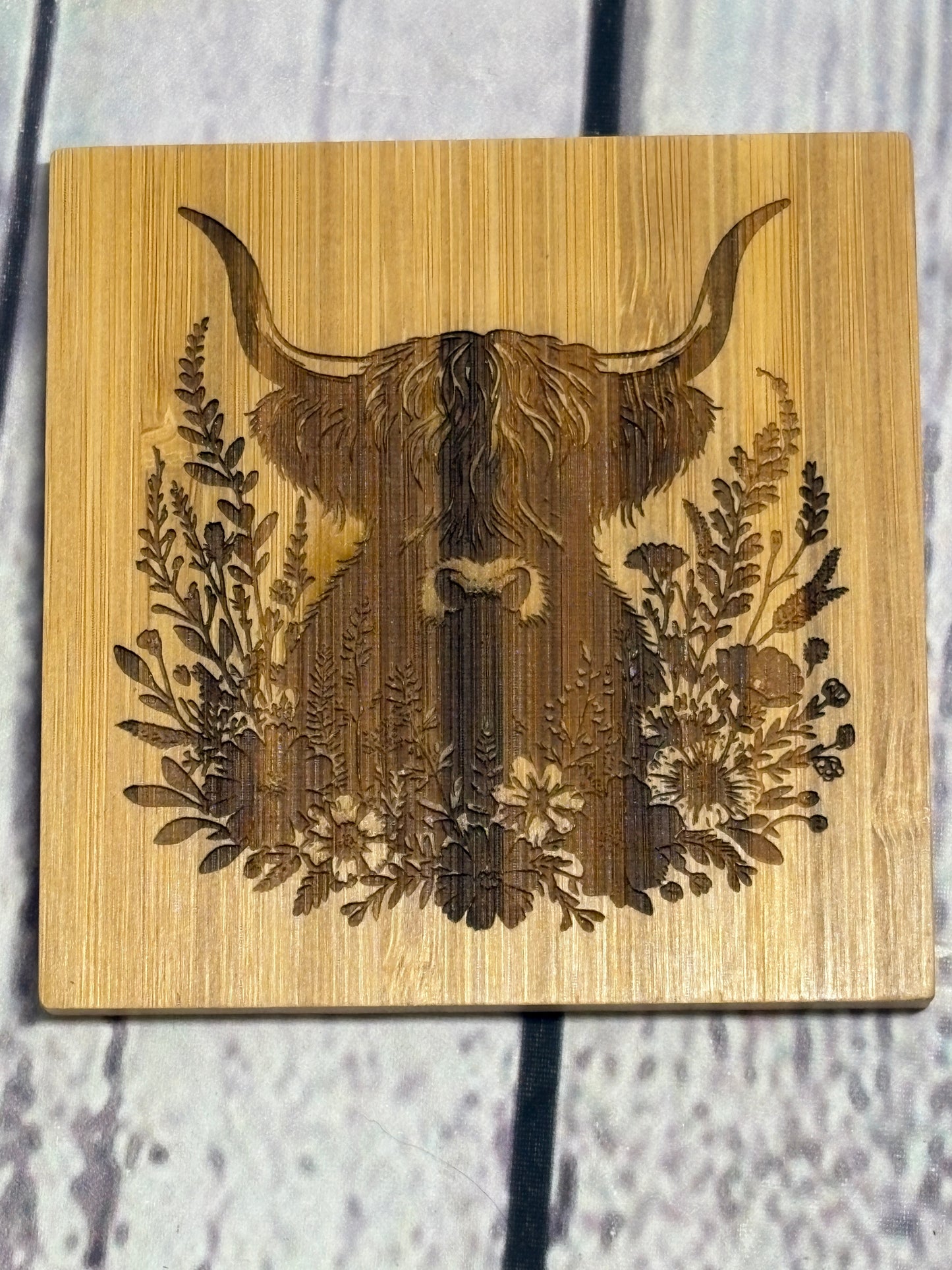 Highland Cows - Bamboo Coasters & Holder Set