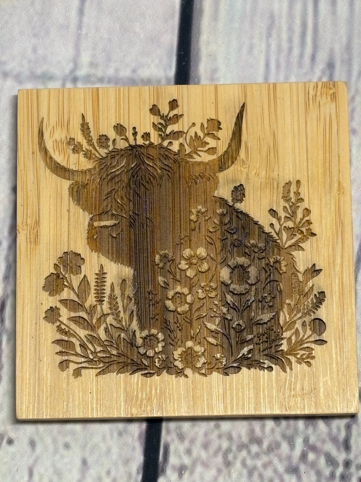 Highland Cows - Bamboo Coasters & Holder Set