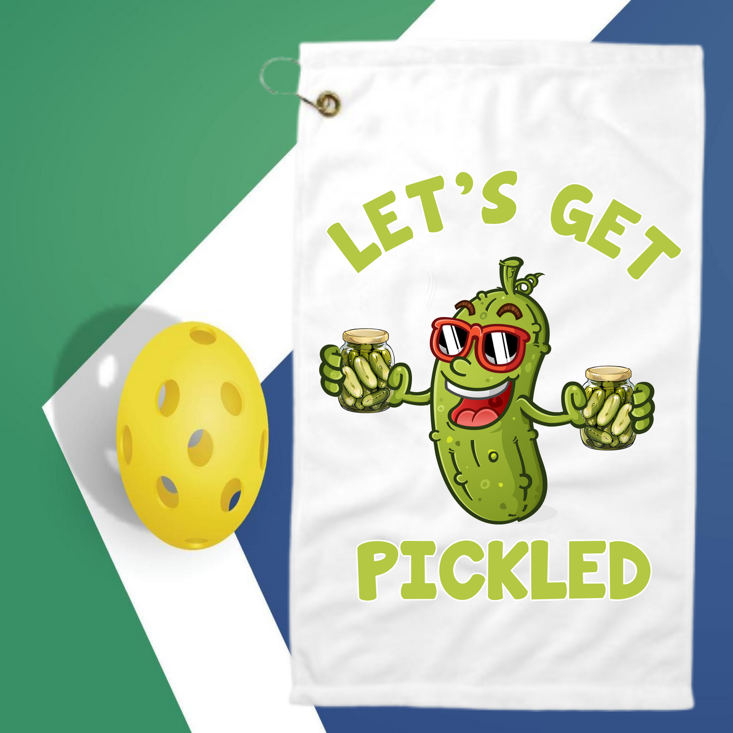 Let's Get Pickled - Pickleball Towel with clip