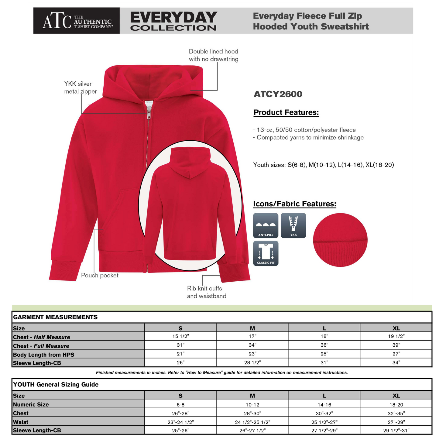 Design Your Own - Youth Full Zip Hoodie, ATCY2600