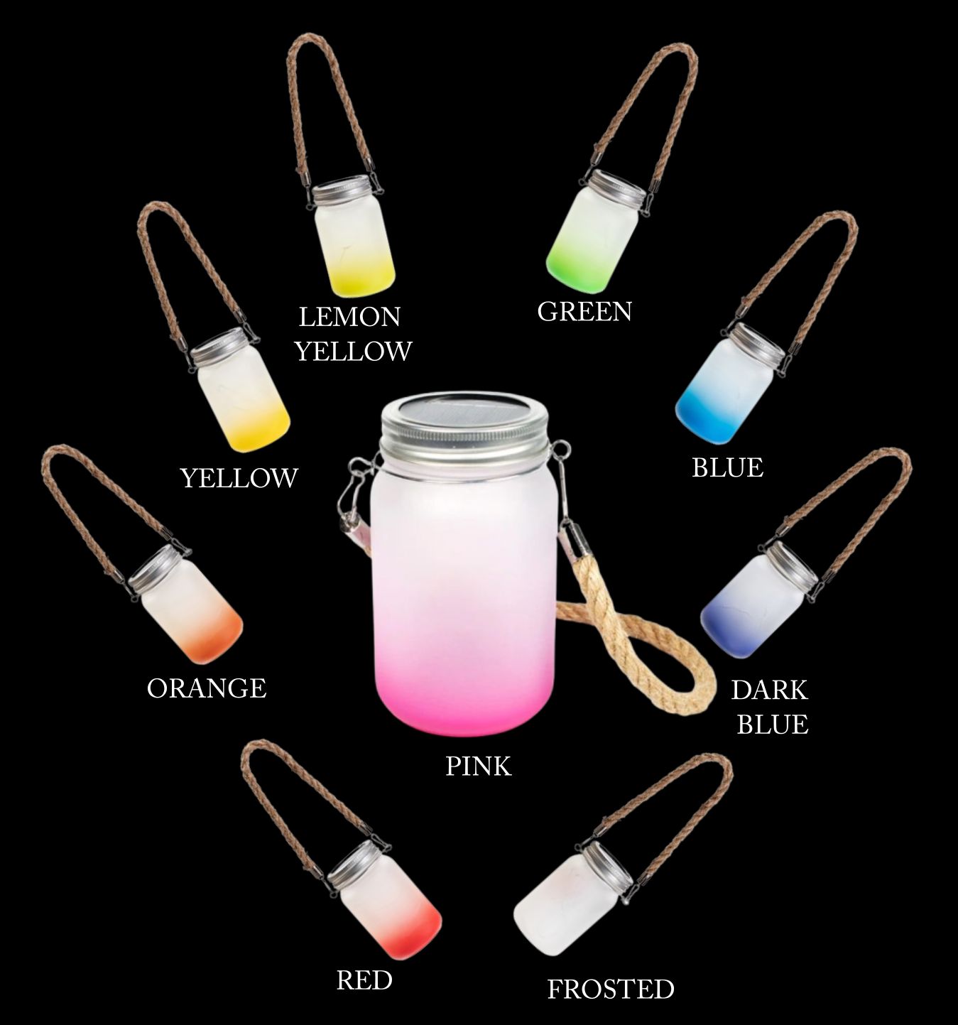 Happy Camper, Gnomes - Solar Mason Jar Light with Multicolour Fairy Lights