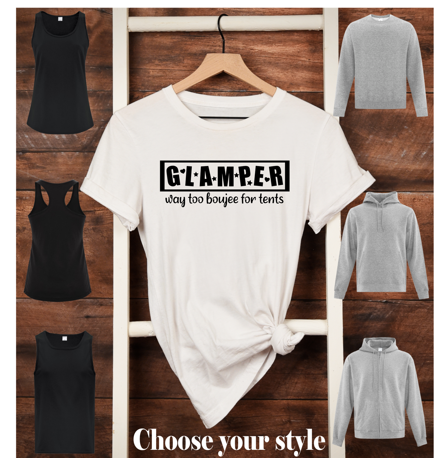 Glamper Way to Bougee For Tents - Adult T-Shirts, Tank Tops, Sweatshirts & Hoodies