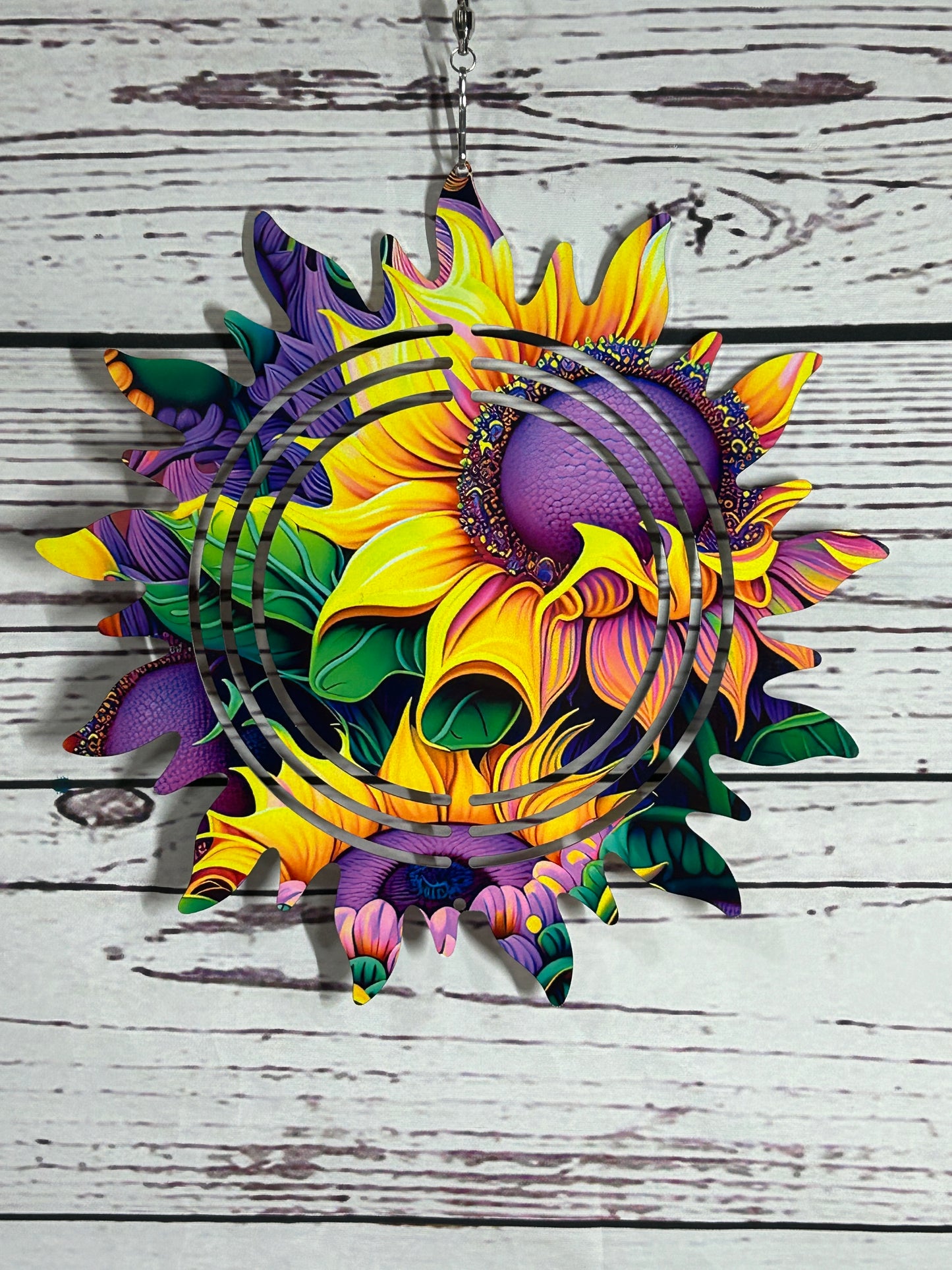 Sunflowers With Purple Centers - Wind Spinner, 6 styles & 2 sizes to choose from