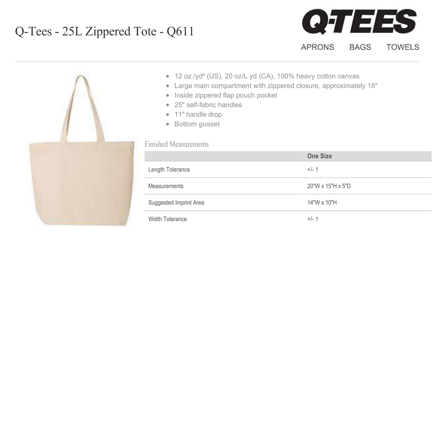 Design Your Own - 25L Zippered Tote, Q611