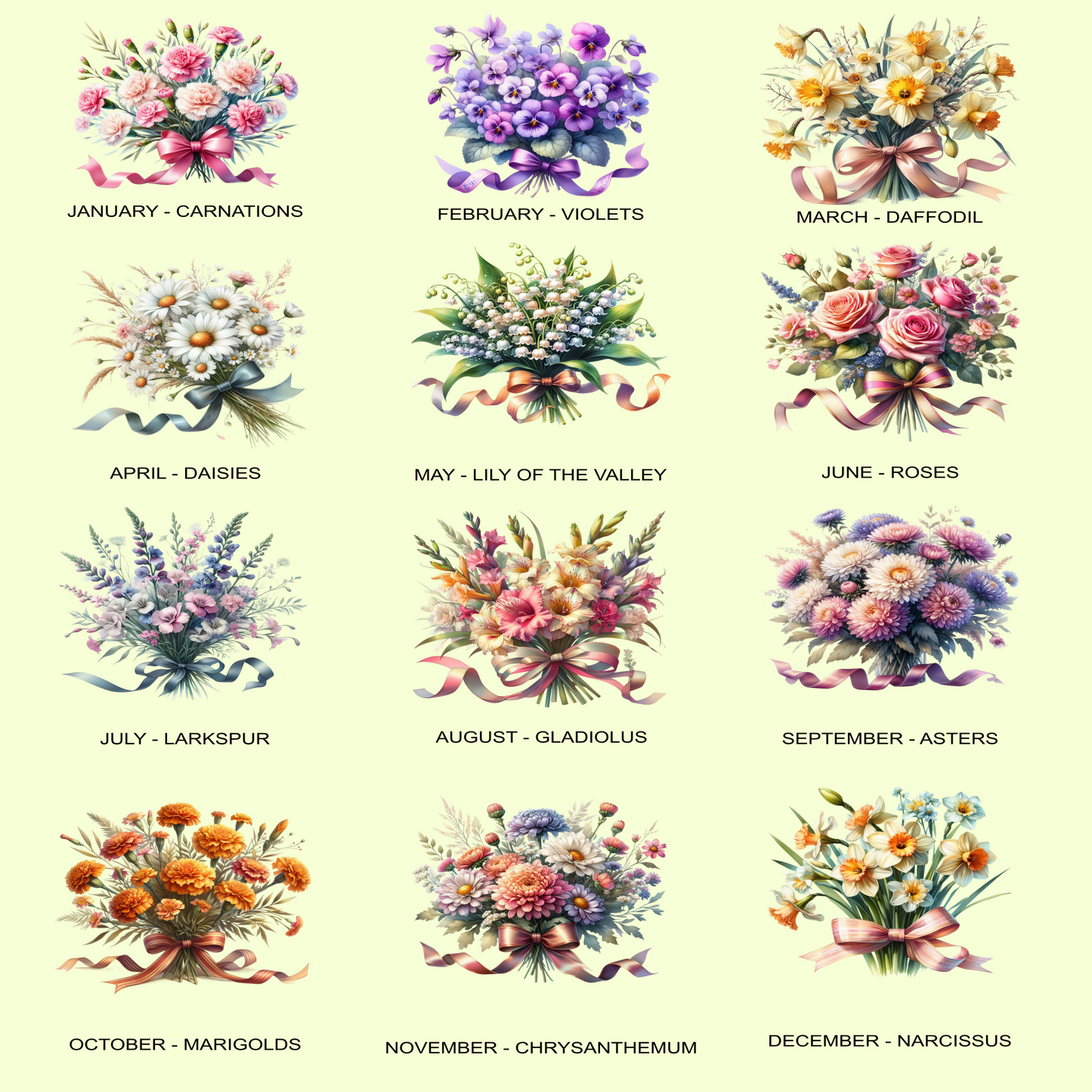 Birth Month Flowers and Name, Personalized - Cosmetic Makeup Bag, Pencil Case, Storage Pouch