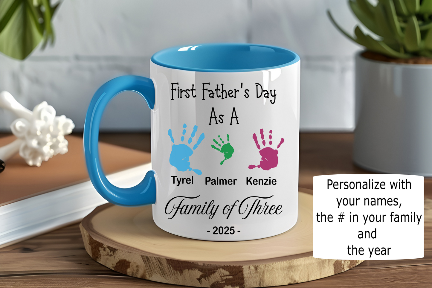 First Father's Day As A Family of Three, Personalized - Ceramic and Glass Mugs