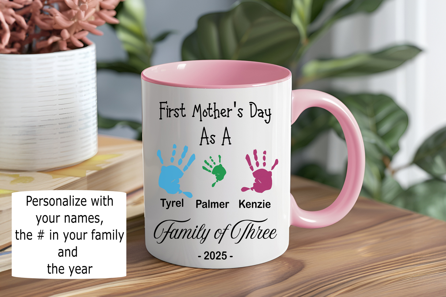 First Mother's Day As A Family of Three, Personalized - Ceramic and Glass Mugs