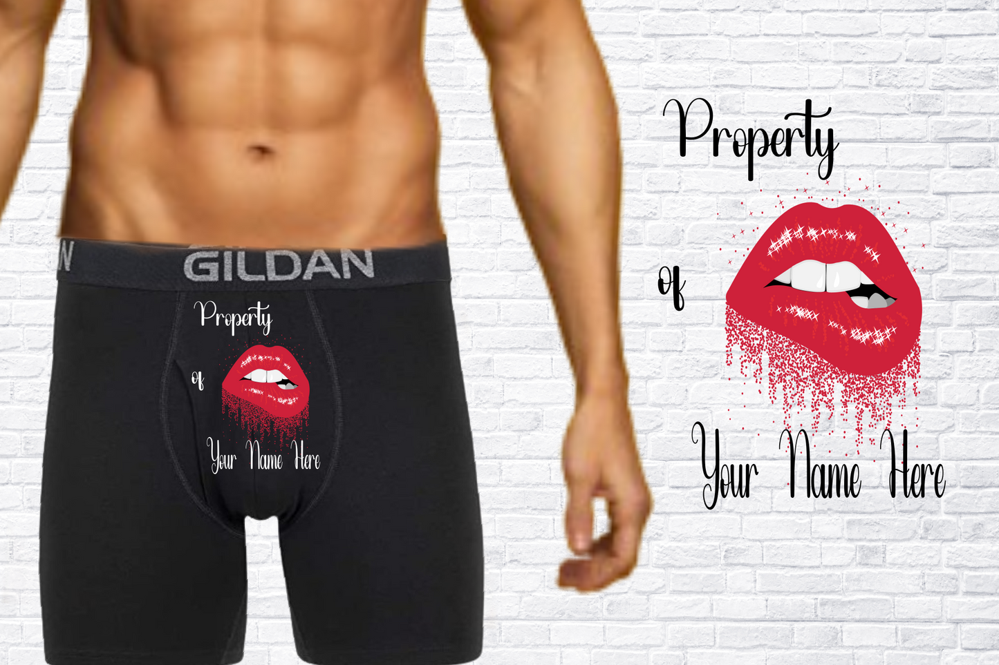 Property of "Your Name" with Sexy Mouth - Men's Boxers Or Briefs