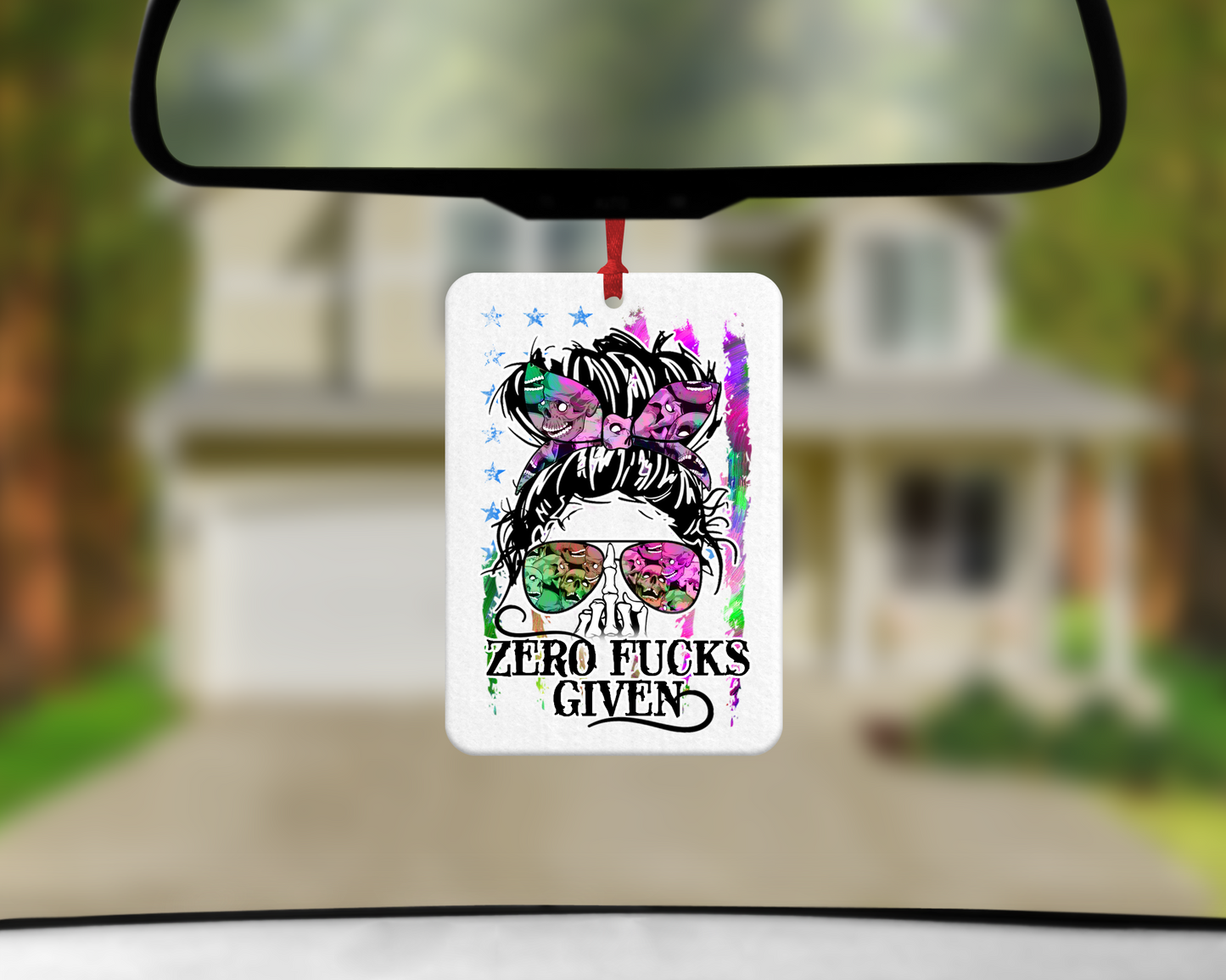 Zero Fucks Given, Messy Bun American Flag - Air Freshener