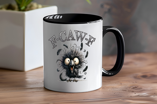 F - CAW - F, Cartoon Crow - Ceramic and Glass Mugs