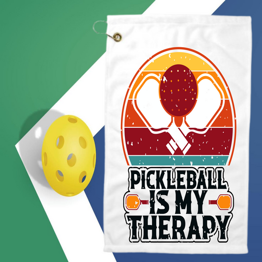 Pickleball Is My Therapy  - Pickleball Towel with clip