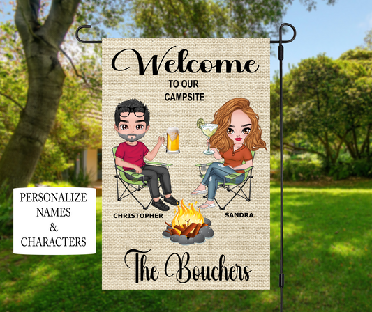Welcome to our Campsite, Customized - Garden Flag, 2 styles with or without stand