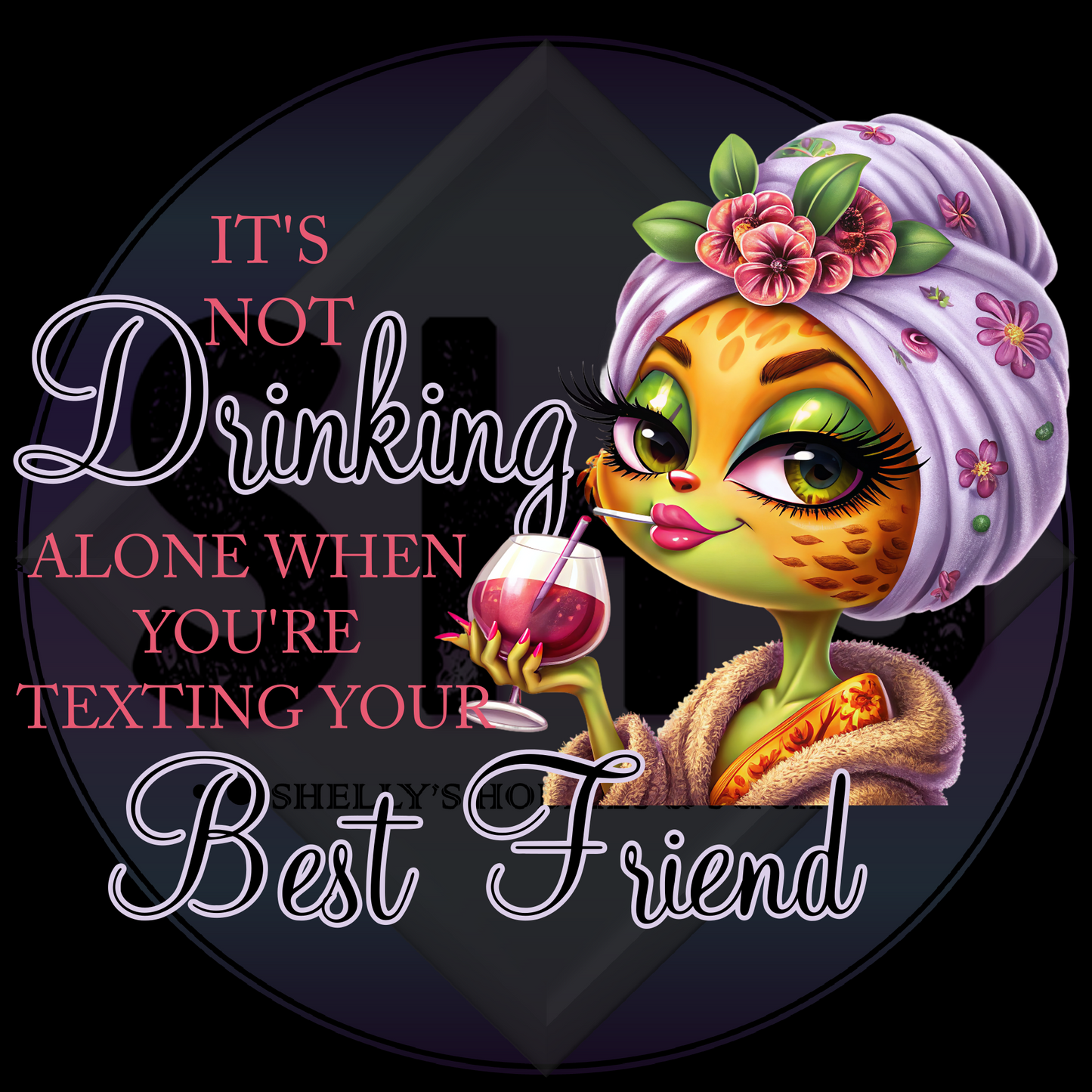 It's not drinking alone when you're texting your best friend, Lizard lady PNG files