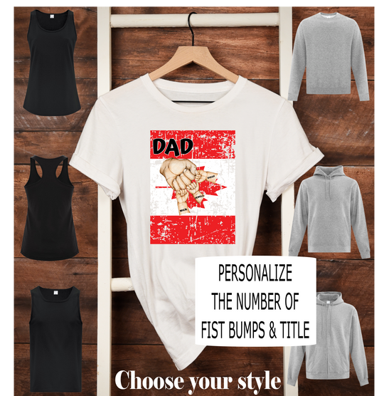 Canadian Flag Fist Bump "Title" with Names of Children, Personalized -  Adult T-Shirts, Tank Tops, Sweatshirts & Hoodies