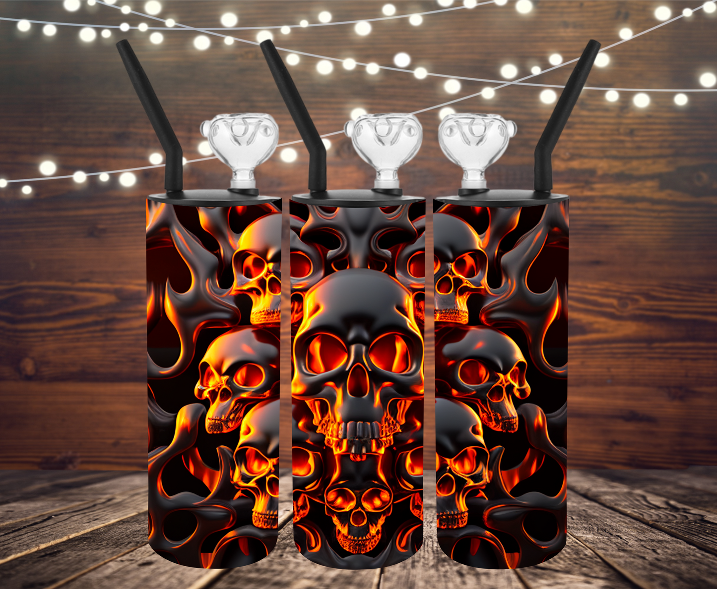 Flaming Skulls - Hookah, Bong, Cold Smoke Pipe