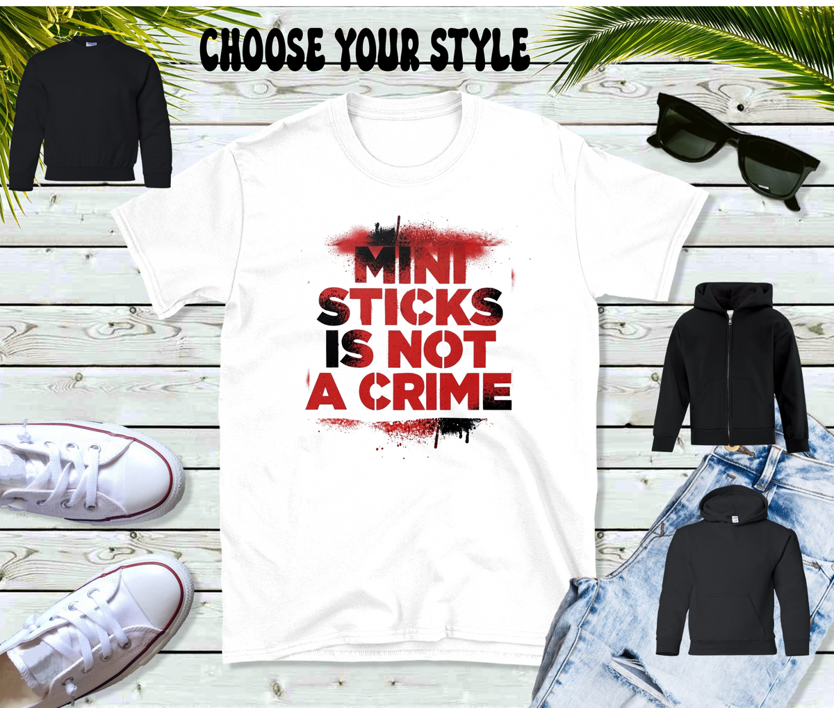 Mini Sticks Is Not A Crime - Youth Tee, Sweatshirt, Pullover or Zip Up Hoodie