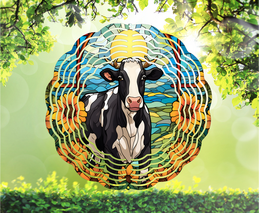Dairy Cow, Stained Glass Look - Wind Spinner, 6 styles & 2 sizes to choose from
