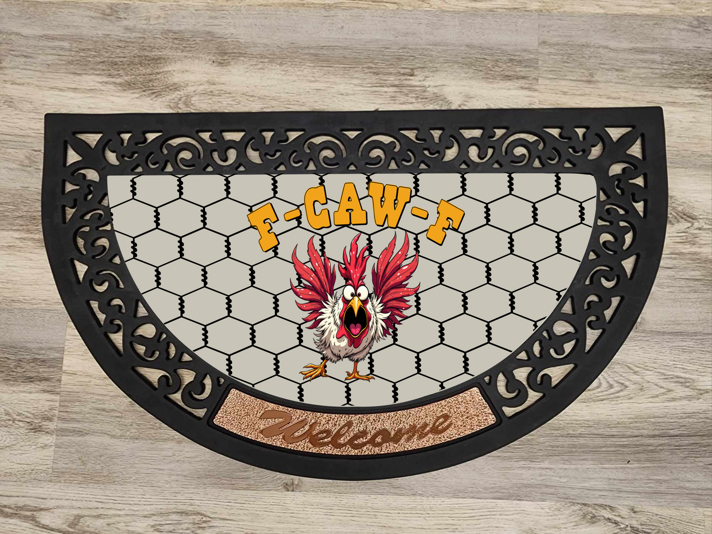 F-CAW-F, Chicken - Door Mat with Insert or Insert Only, heavy rubber 2 sizes to choose from