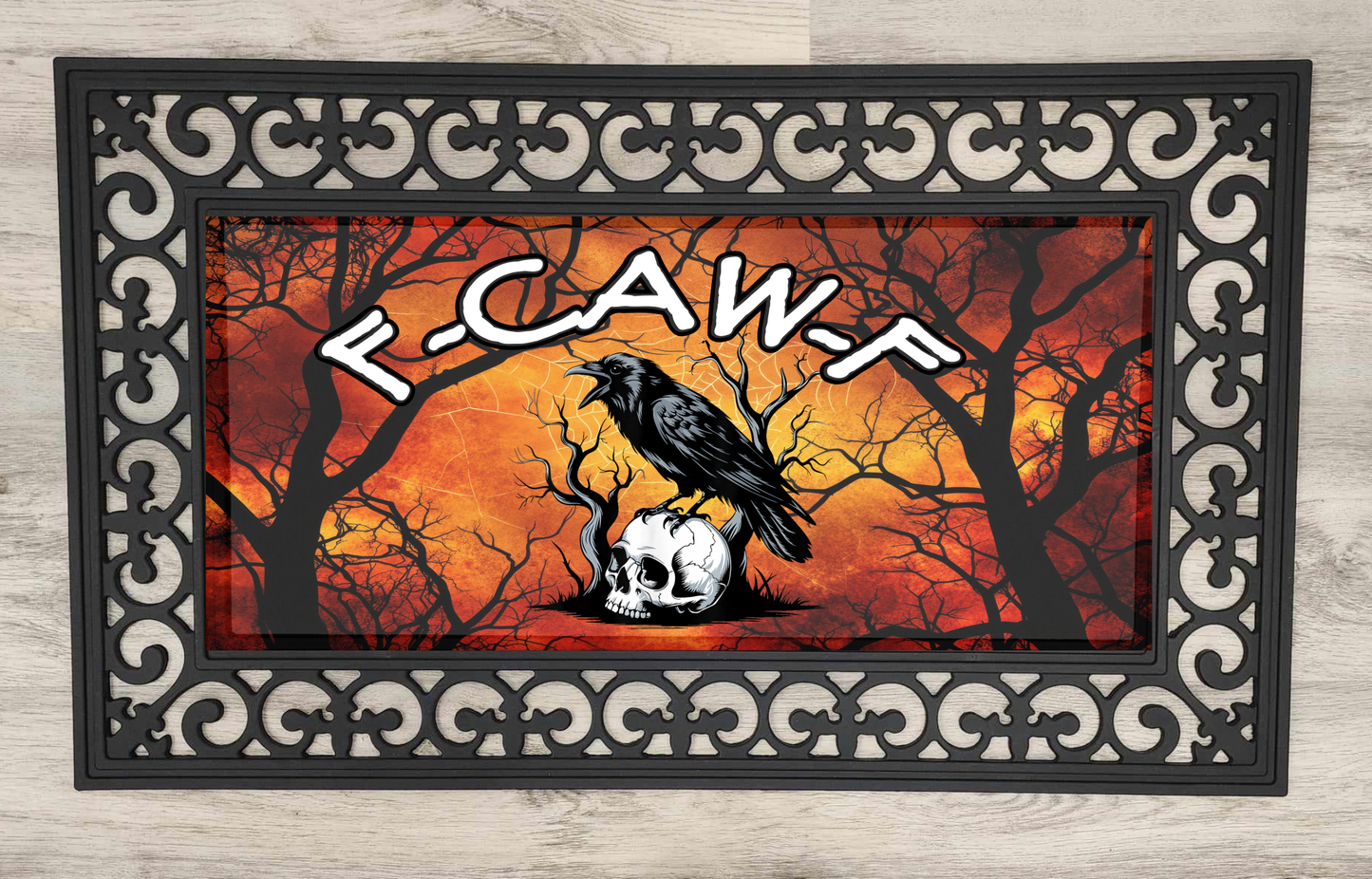 F-CAW-F, Orange Background - Door Mat with Insert or Insert Only, heavy rubber 2 sizes to choose from