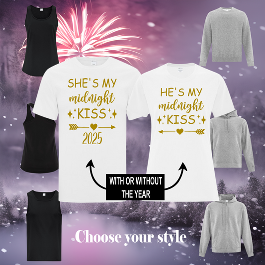 She's/He's My Midnight Kiss, personalized - Couples Adult T-Shirts, Tank Tops, Sweatshirts & Hoodies