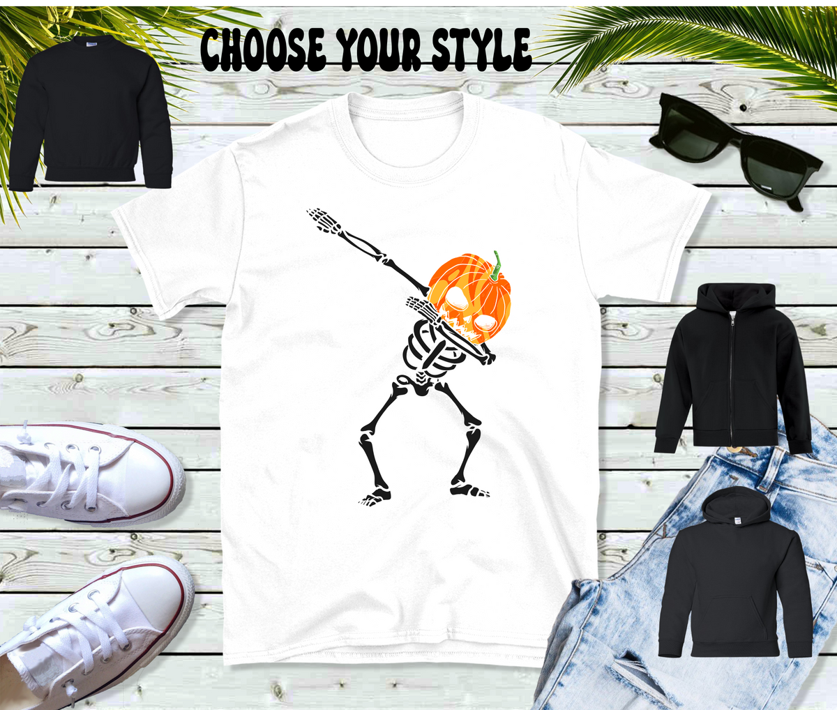 Dabbing Pumpkin Head  - Youth Tee, Sweatshirt, Pullover or Zip Up Hoodie