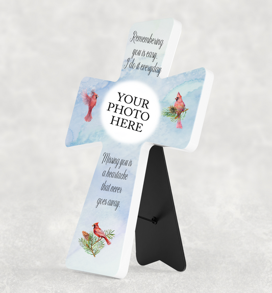 Memorial Photo Cross - Remembering You Is Easy