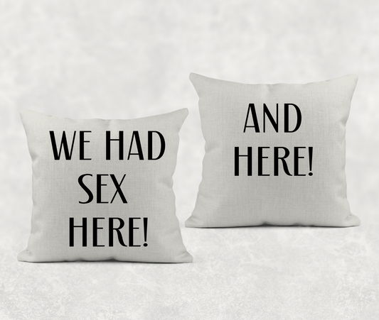 We Had Sex Here And Here - Set of 2 Throw Pillow Cover or Cover with Insert