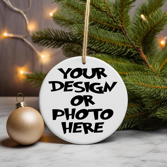 Design Your Own 3" Ceramic Round Christmas Ornament