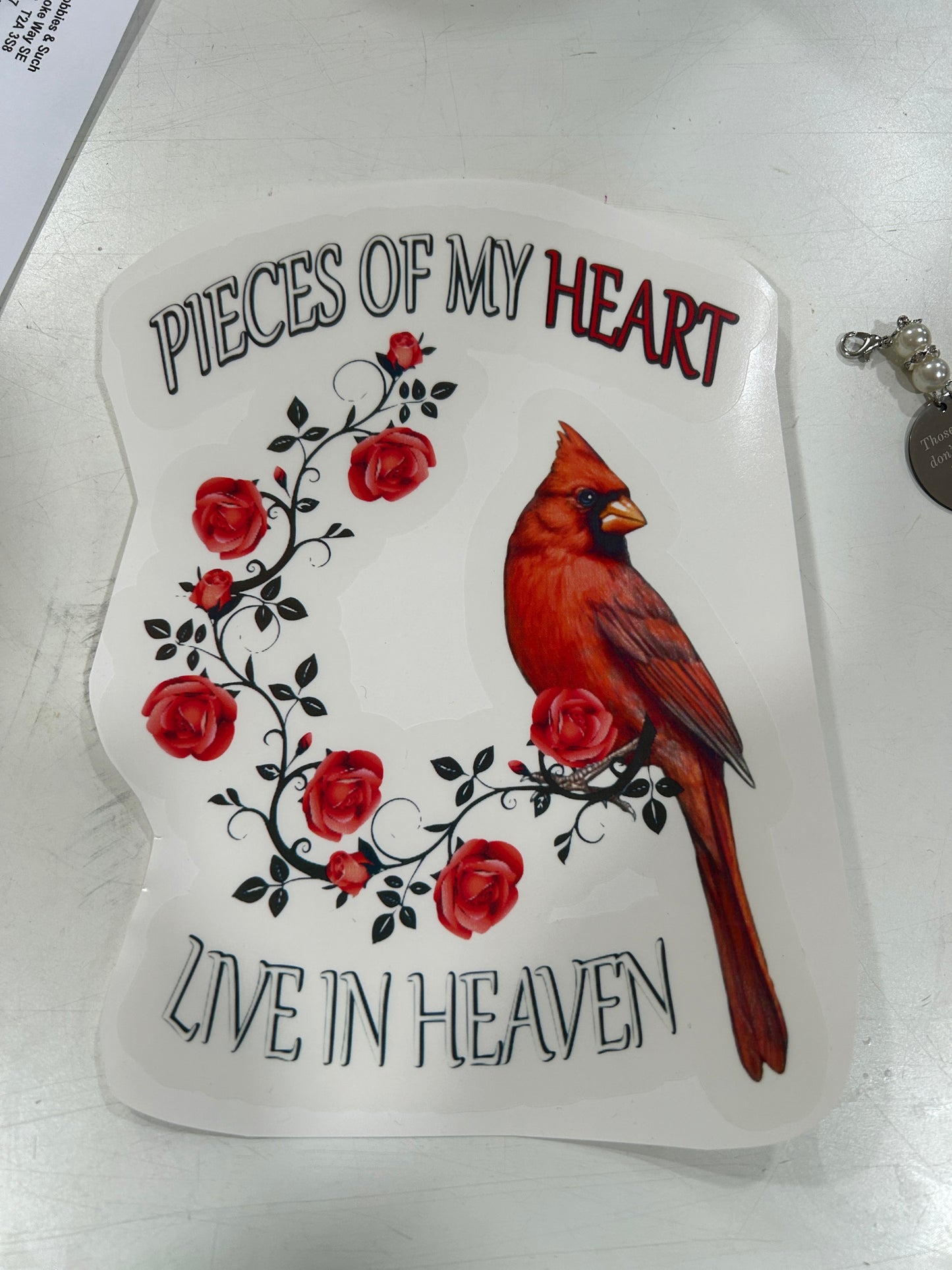 Pieces Of My Heart Live In Heaven, Cardinal - Decal, Sticker
