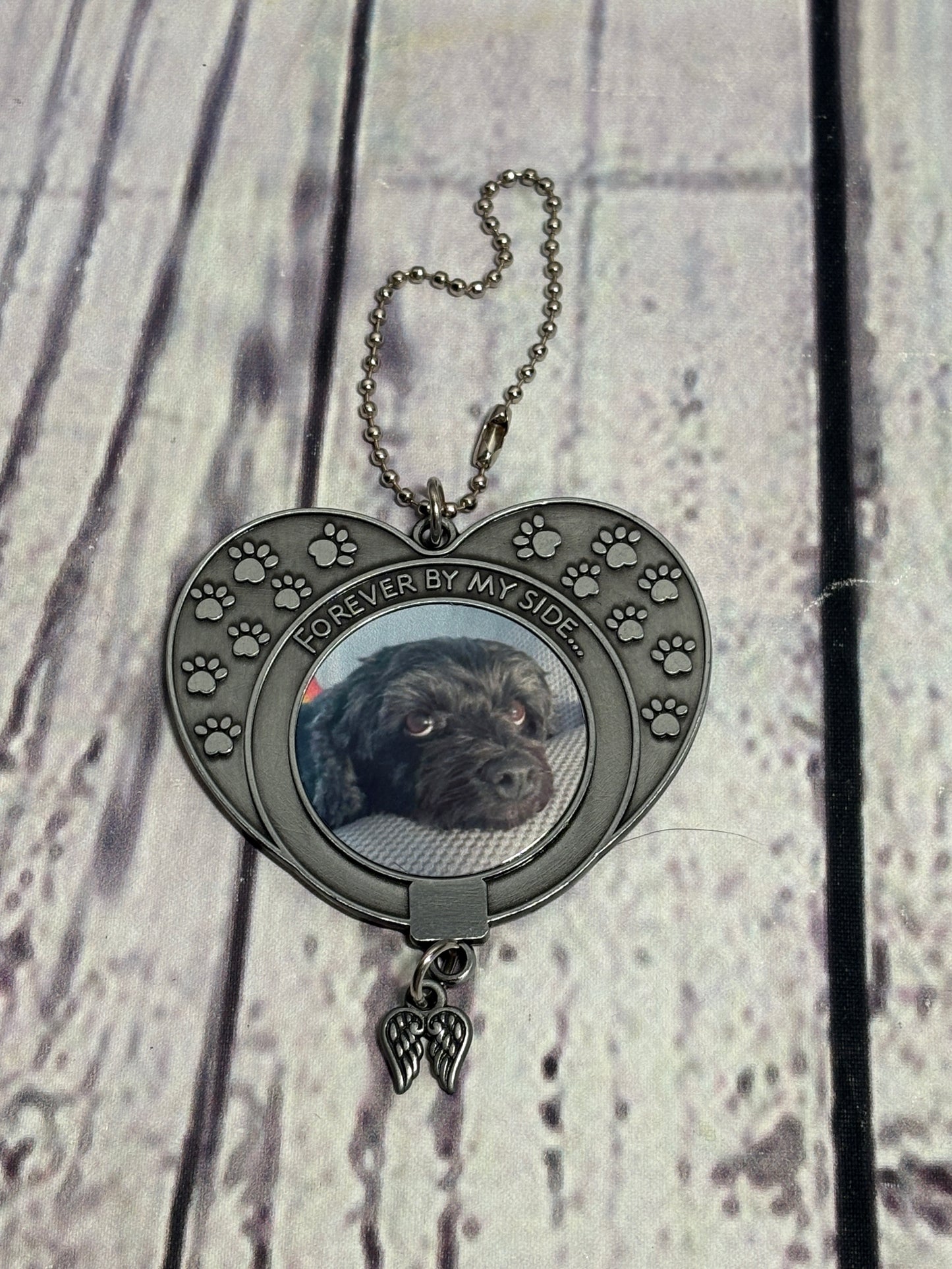 Forever By My Side -  Custom Pet Memorial Ornament (double sided photos)