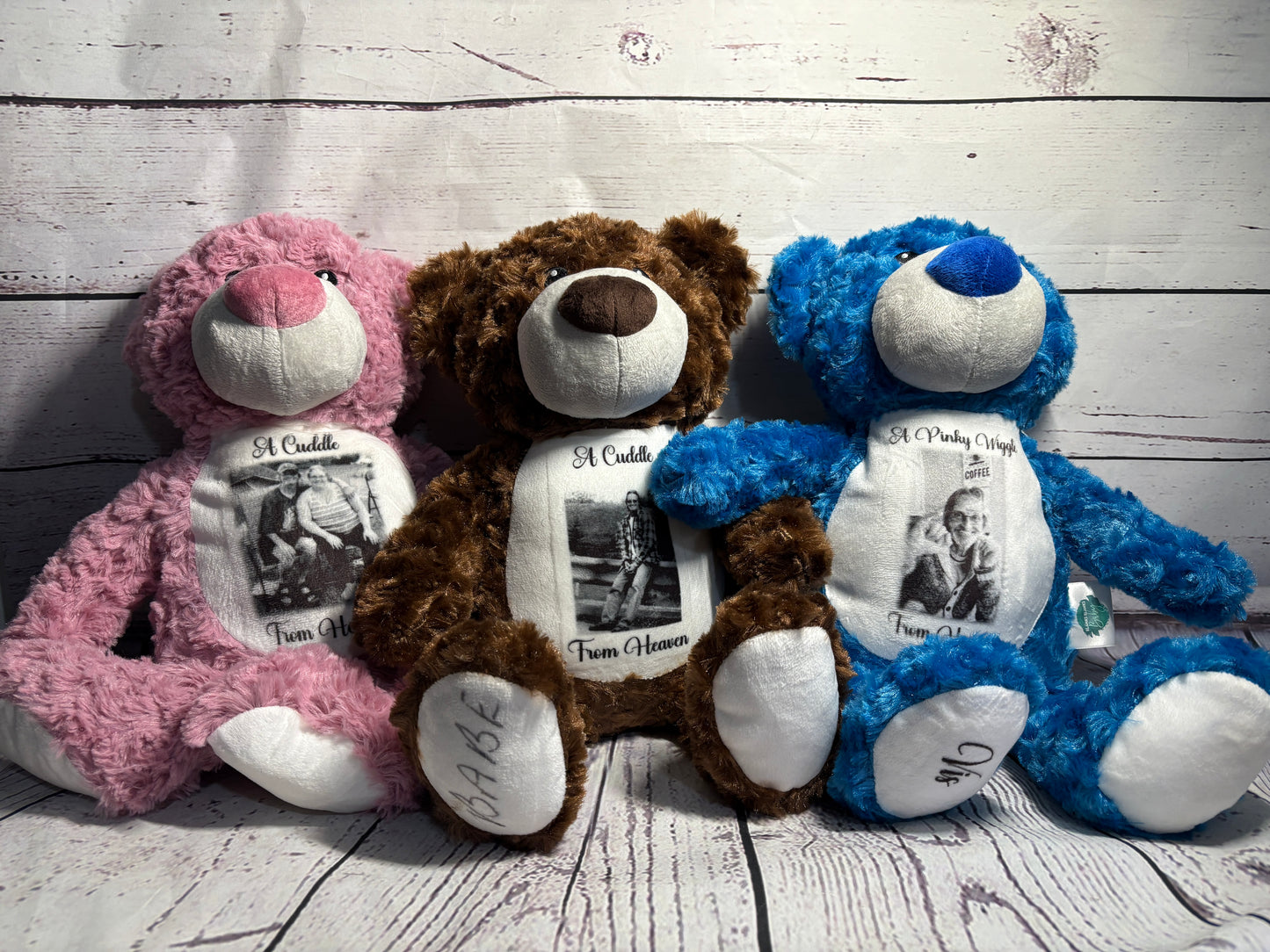 Teddy Bears, Plush - Personalized Them With Birth Stats, Memorial Photo, Etc.