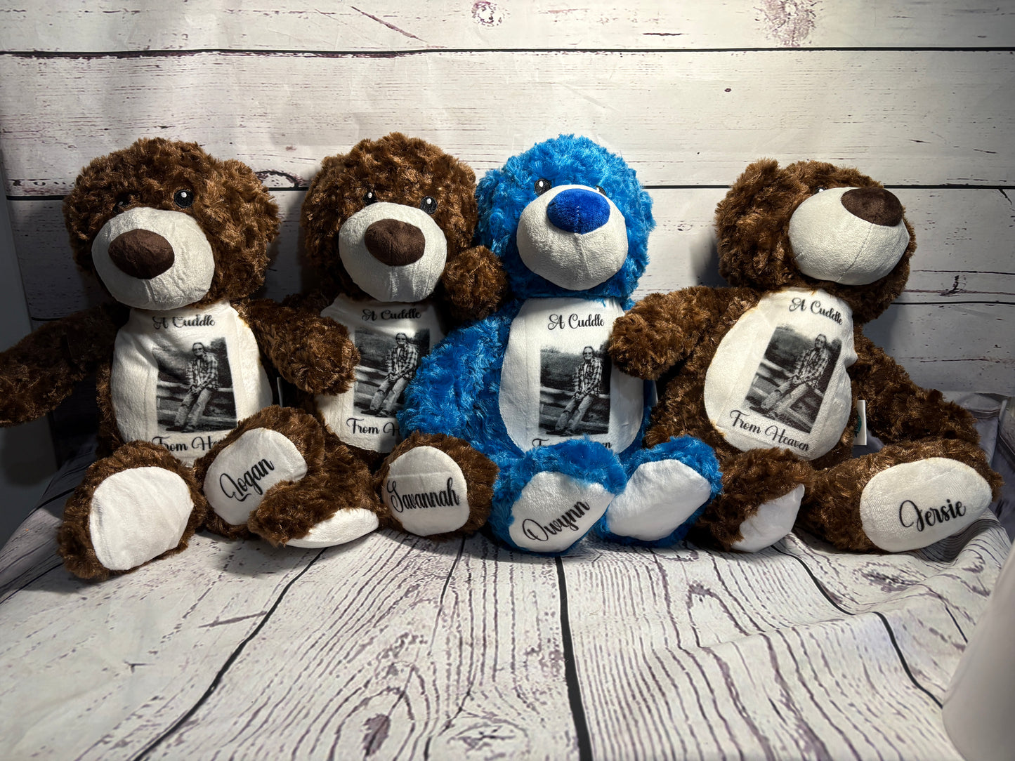 Teddy Bears, Plush - Personalized Them With Birth Stats, Memorial Photo, Etc.