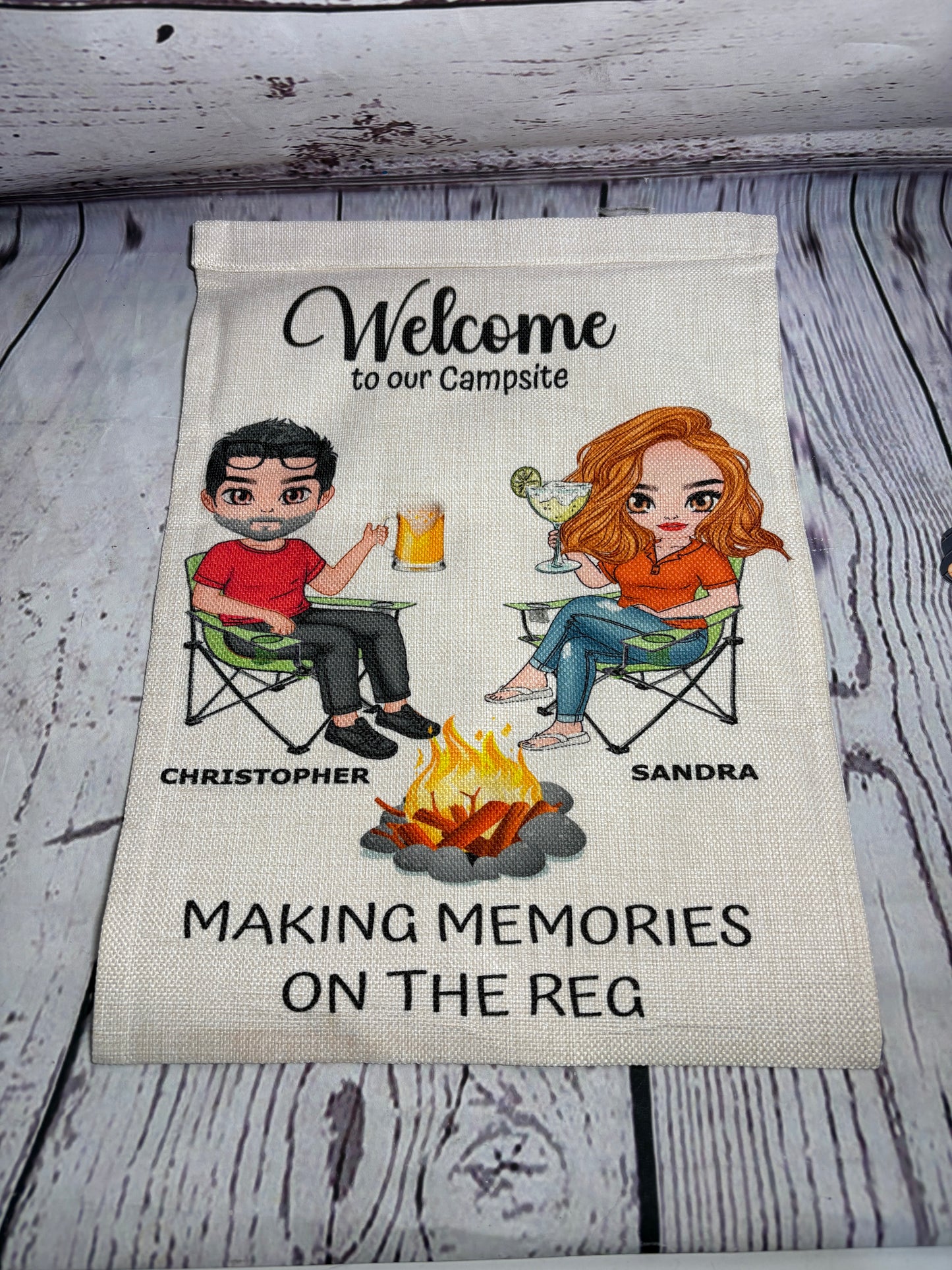 Welcome to our Campsite, Customized - Garden Flag, 2 styles with or without stand