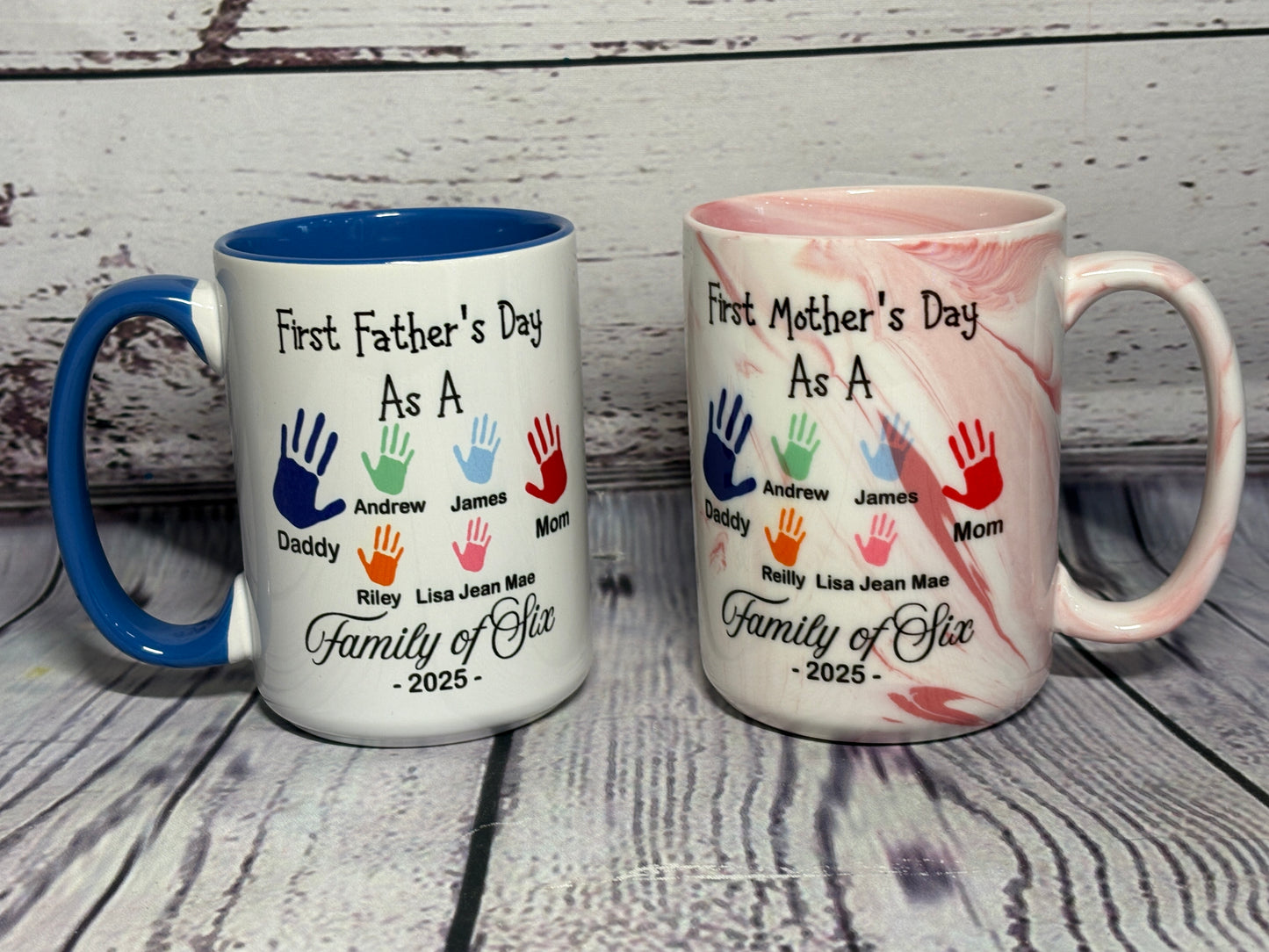 First Father's Day As A Family of Three, Personalized - Ceramic and Glass Mugs
