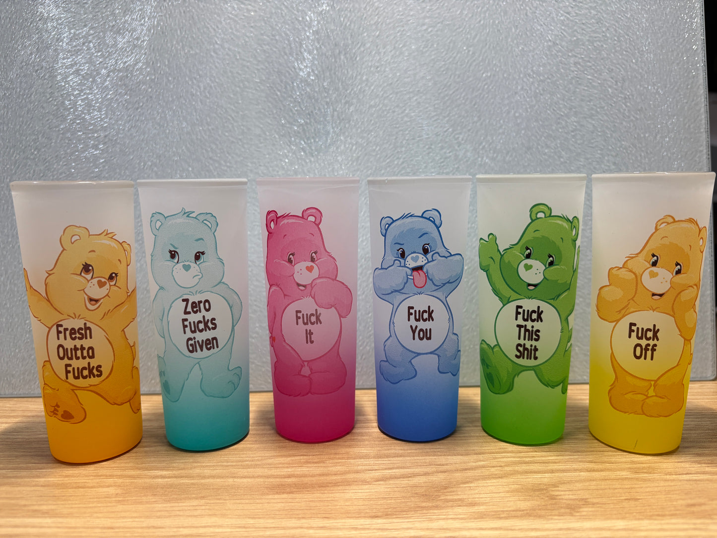 Swear Bears Ombre Shot Glasses - Set of 6
