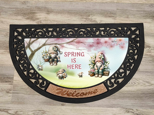 Spring Is Here, Gnomes - Door Mat with Insert or Insert Only, heavy rubber 2 sizes to choose from