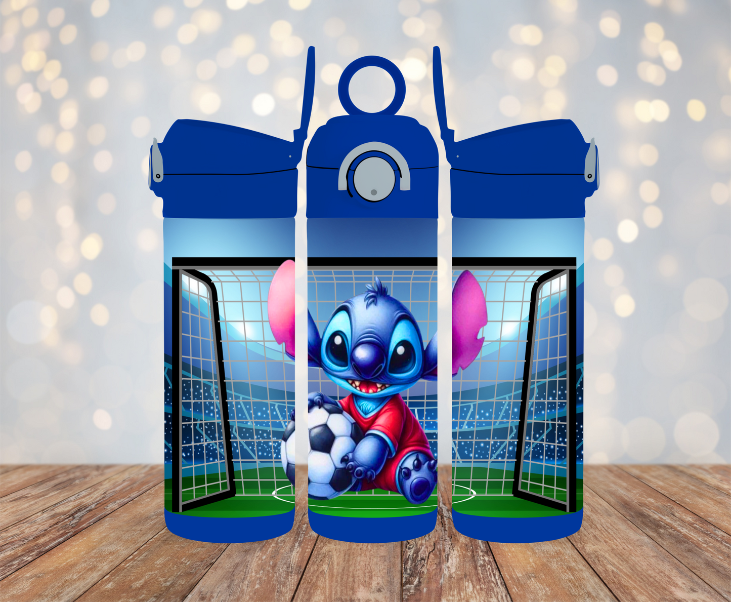 Stitch, Soccer - 12oz Kids Water Bottle