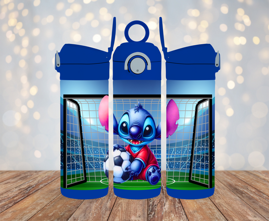 Stitch, Soccer - 12oz Kids Water Bottle