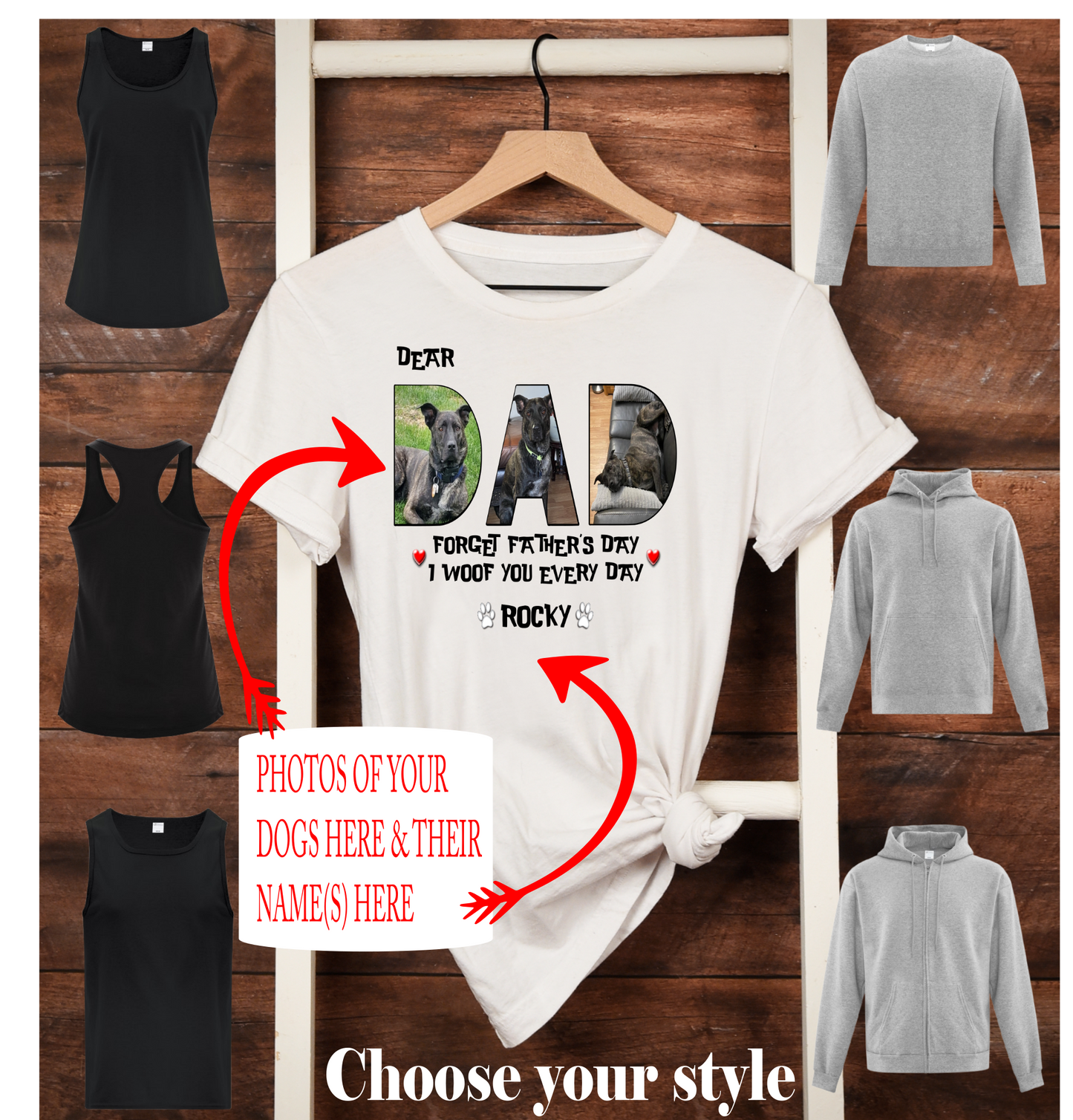 Dear Dad Forget Father's Day I Woof You Every Dad, Personalized Photos and Name - Adult T-Shirts, Tank Tops, Sweatshirts & Hoodies