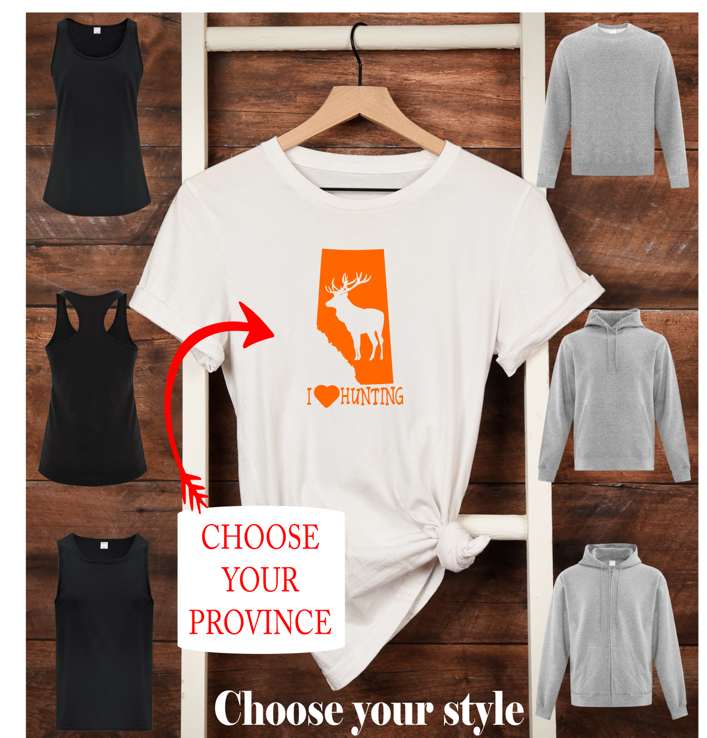 I "heart" Love Hunting, Pick Your Province - Adult T-Shirts, Tank Tops, Sweatshirts & Hoodies