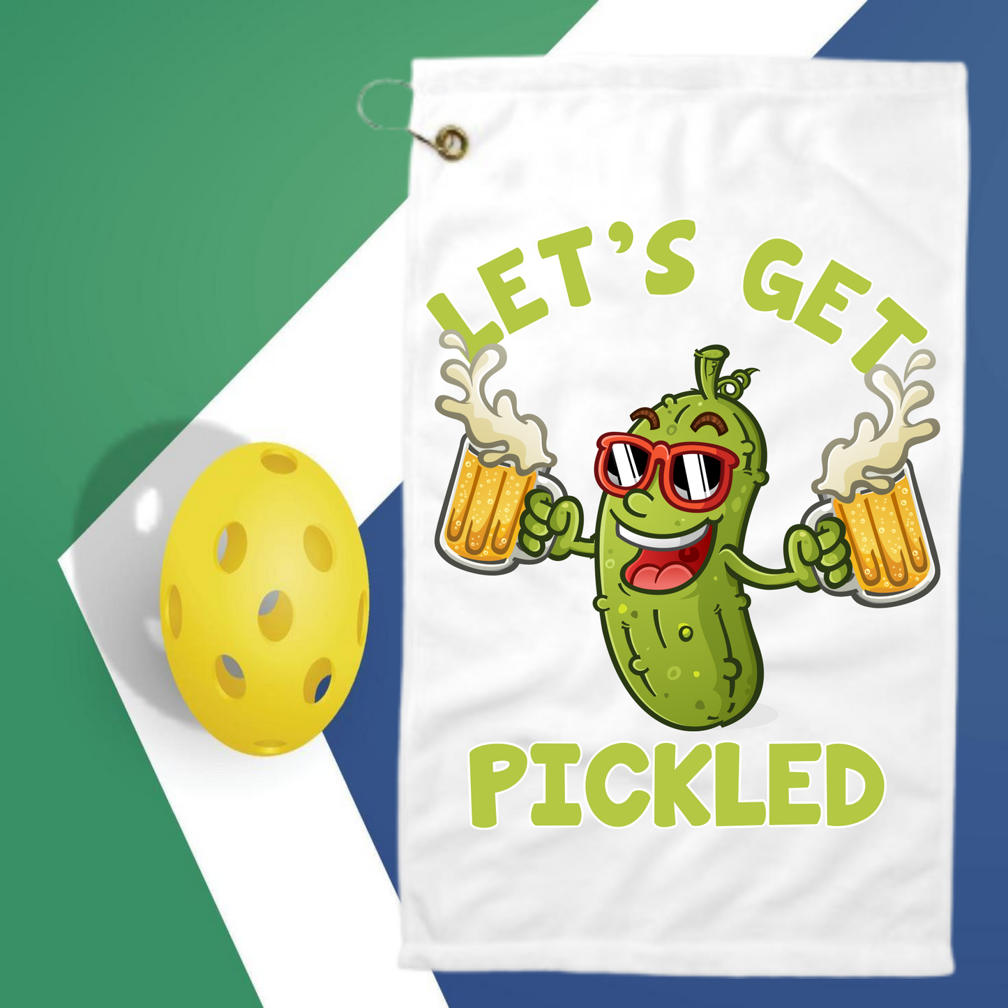 Let's Get Pickled - Pickleball Towel with clip