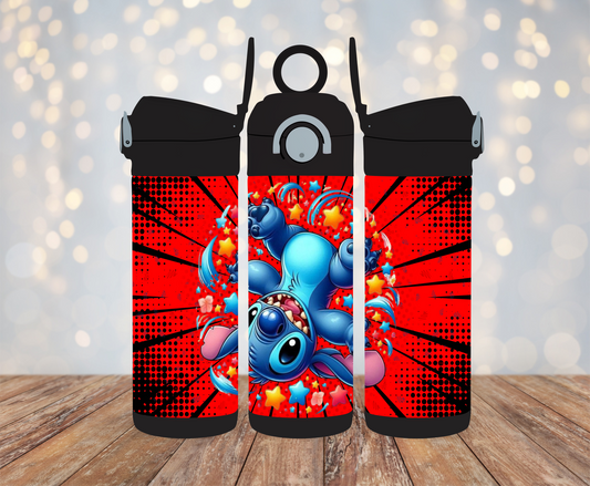 Stitch, Upside Down - 12oz Kids Water Bottle