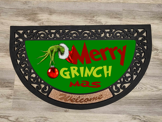 Merry Grinchmas - Door Mat with Insert or Insert Only, heavy rubber 2 sizes to choose from
