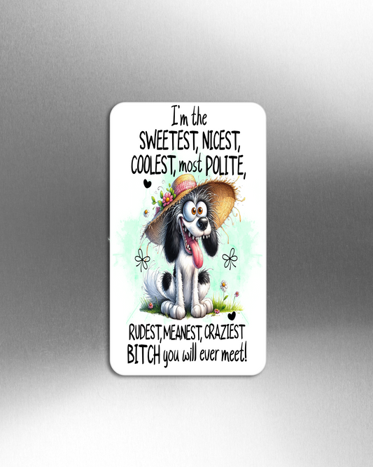 I'm the Sweetest, Nicest, Coolest, Most Polite, Rudest, Meanest, Craziest Bitch You Will Ever Meet! - Refrigerator Magnets in 3 size choices