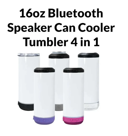 Design Your Own - 16oz Tumbler 4 in 1 Can Cooler with Bluetooth Speaker