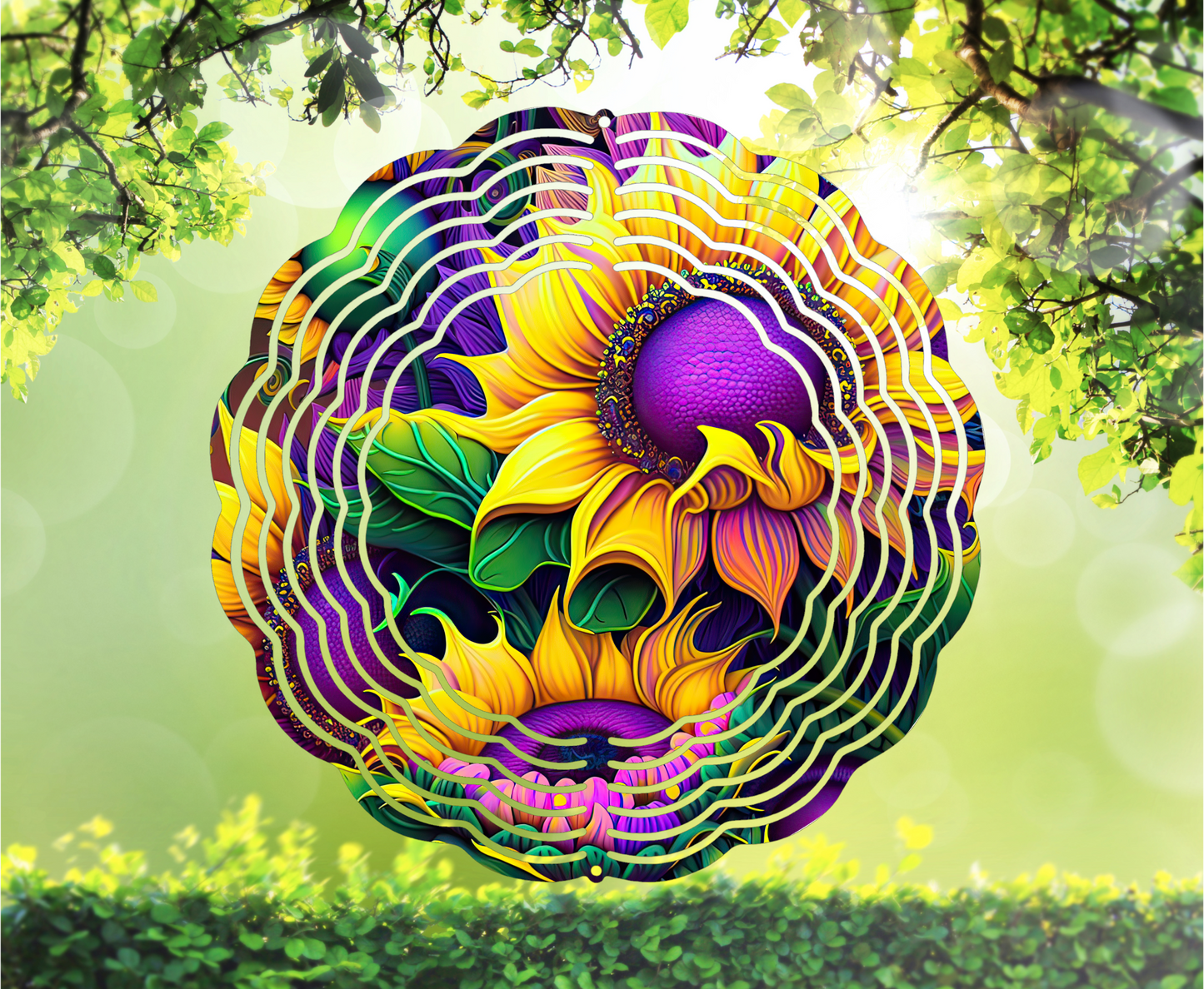 Sunflowers With Purple Centers - Wind Spinner, 6 styles & 2 sizes to choose from