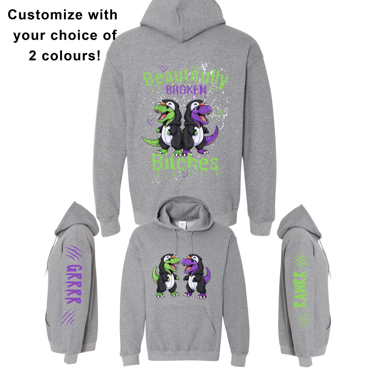 Beautifully Broken Bitches, Bestie Hoodies - Unisex  Hoodie, Gildan 18500