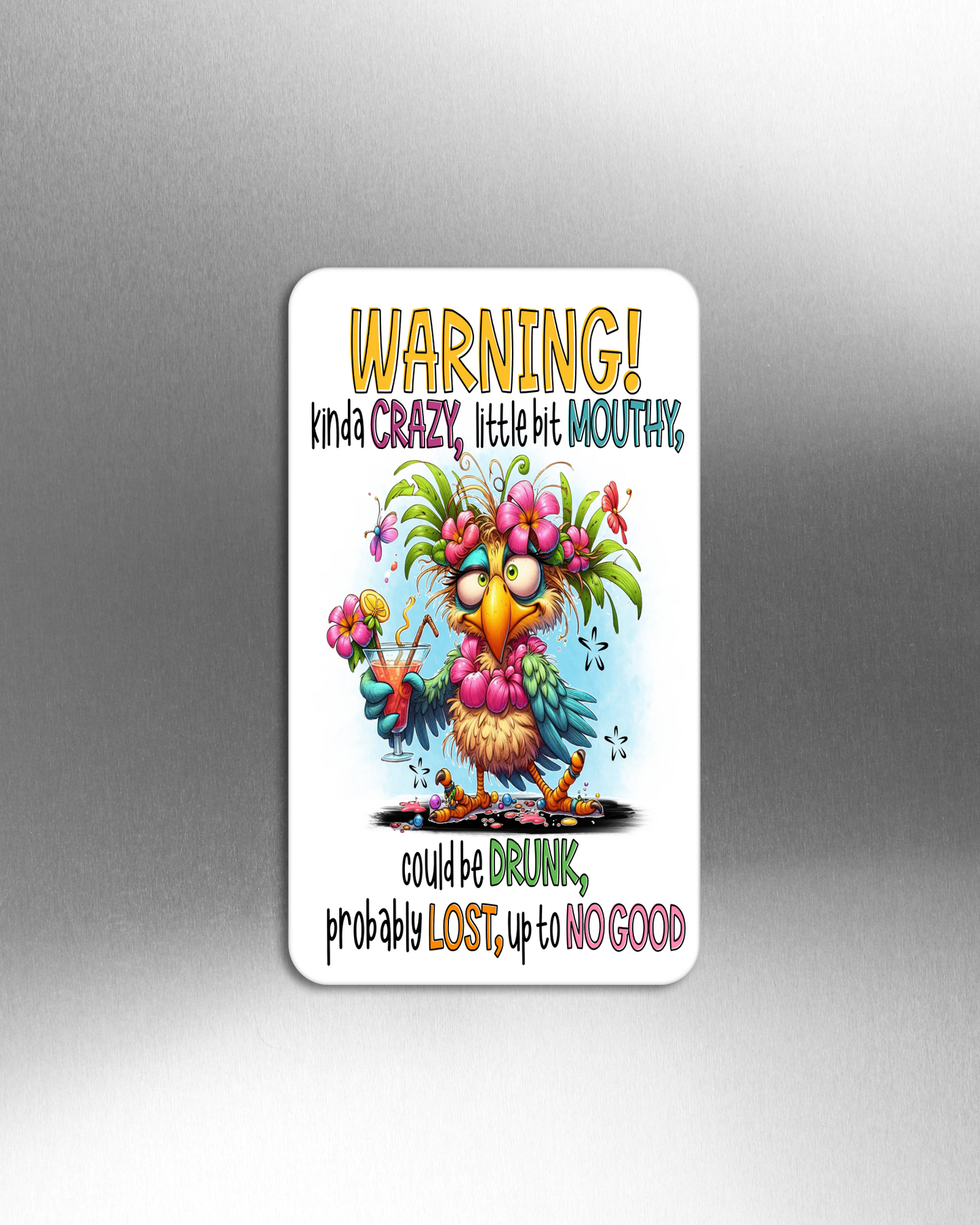 Warning!  Kinda Crazy, Little Bit Mouthy, Could Be Drunk, Probably Lost, Up To No Good - Refrigerator Magnets in 3 size choices